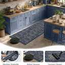 Kitchen Rugs Sets of 2-Non Slip Kitchen Mats for Floor-Thick Stain Resistant Vintage Kitchen Floor Mat Runner Carpet for Hallways Entryway Laundry Room WashableNavy Blue 20"x47"+20"x32"