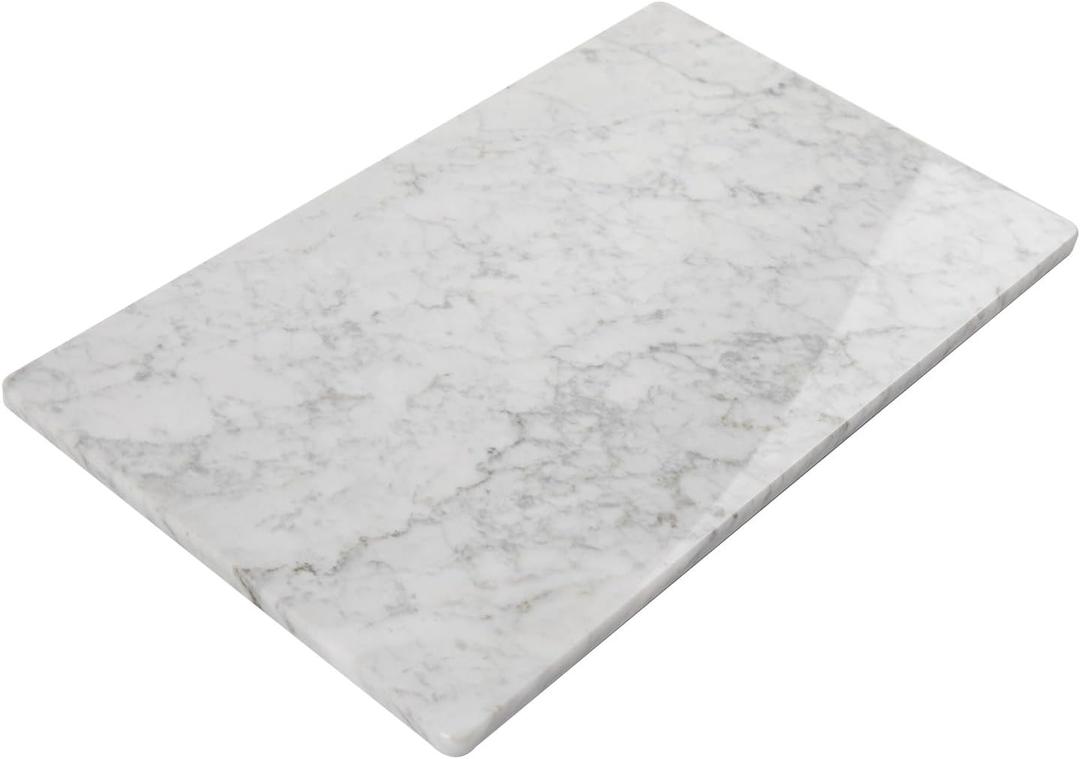 Marble Cutting Board, Pastry Board For Kitchen, Carrara White Marble Slab Gift With Non-Slip Feets, 12x20 Inch, 1 Piece