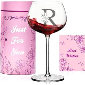Personalized Wine Glasses Gifts for Women,Customized Monogrammed A-Z initial Gift,Valentines Day,Birthday Gifts for Women,Unique Christmas Gift for Mom,Wife,Best Friend,Sister (Letter R)