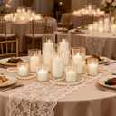36 Pack White Pillar Candles + 36 Pack Vertical Ribbed Clear Glass Cylinder Holders, Hurricane Candle Shades for Wedding, Home, Party Table Centerpieces Decor