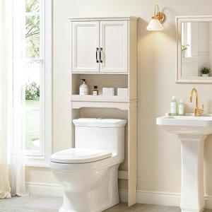Spirich Over The Toilet Storage Cabinet with Doors and Adjustable Shelf, 23.6"W x 8.3"D x 64.7"H