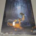 OTOSTAR Jesus and Lamb Canvas Wall Art Jesus Running After Lost Lamb Wall Art Canvas Prints for Prayer Room Baptism Serenity Prayer Church Decor - 12 x 16 Inch