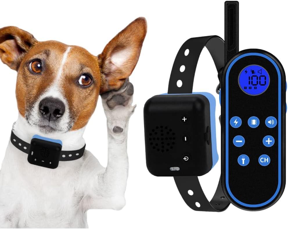 Upgraded Shock Collar for Dog, Dog Training Collar with Remote 3280FT, Haoteful Dog Shock Collar for Medium Small Dogs, Beep, Vibrating, Electric Shock, Security Lock, Waterproof & Rechargeable