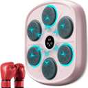 2025 New Model Smart Music Boxing Machine for Adults and Kids, Training Machine with LED Electronic Wall Mounted, Home Indoor Workout Equipment with Premium Boxing Gloves (Pink)