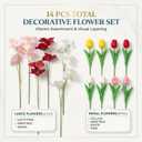 4 x 14Pcs Artificial Flowers for Outside with Stakes, Tulips Spring Yard Decorations Outdoor, Garden Decor for Patio, Lawn, Front Door, Backyard, Cemetery Grave