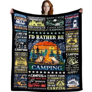 Camping Blanket Gift for Men or Woman,Camping Stuff Camping Lovers thorw Blankets for Camper Outdoor,Gifts for Campers on Birthday Christmas Thanksgiving 50"x40"