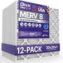 BNX TruFilter 20x25x1 Air Filter MERV 8 (12-Pack) - MADE IN USA Dust & Pet Defense Electrostatic Pleated Air Conditioner HVAC AC Furnace Filters for Dust, Pet, Mold, Pollen MPR 600 700 & FPR 5