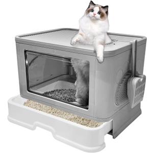 Foldable Box, Enclosed Potty with Scoop, Front Entry Top Exit Cat Litter, Closed Smell Proof Anti Splashing, Drawer Type Cat Litter Easy to Clean Foldable Box, Enclosed Potty with Scoop, Front Entry Top Exit Cat Litter, Closed Smell Proof Anti Splashing, Drawer Type Cat Litter Easy to Clean