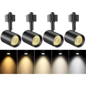 VANoopee 5-Color LED Track Lighting Heads H Type Track Light Heads Dimmable, 2000K 3000K 4000K 5000K 6000K Adjustable, Flicker Free CRI90+ 24 10W 800lm, Black (4 Pack)