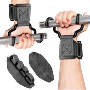 Weight Lifting Hooks with Gym Grip, 330 LB Adjustable Strap Hand Grips with Thick Wrist Padding for Weightlifting, Deadlifts, Pull-Ups, Strength Training, Wrist Wraps Hooks for Seniors (2 Pair)