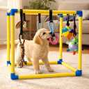 Puppy Play Gym with Five Hanging Toys and Lightweight PVC Frame