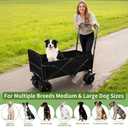 Dog Stroller for Large Dogs,Pet Stroller for Medium Dogs Up to 150lbs,Folding Dog Wagon Cart,Heavy Duty All-Terrain with Adjustable Handle,Storage Organizer,Waterproof Oxford Fiber,Black