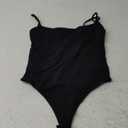 SUUKSESS Women Sexy Square Neck Thong Bodysuit Backless Cami Bodysuit Top (Small, 01 Black)
