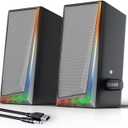 Uakinat Computer Speakers, Desktop Speakers with Various Colorful LED, Gaming Speakers with Volume Control,for PC, AC Adapter Powered and 3.5mm AUX-in Computer Speakers