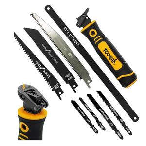 TOOLAN: 8-In-1 Multi Blades Hand Saw, Drywall Cutter. Hacksaw. Long Blade Hand Saw, Jab Saw, For Cutting Drywall, Sheetrock, Wood, Metel, Plastic, Plywood. Blade Quick Change Mechanism.