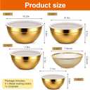 Gold Mixing Bowls with Lids Set, 4pcs Gold Stainless Steel Nesting Salad Mixing Bowls with Lid, Large Golds Strainer Basket 1.5, 2.0, 2.5, 4.0 Qt for Mixings Serving Food