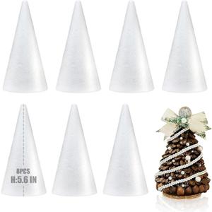 8 Pack Styrofoam Cones for Craft, 5.6x2.5in Craft Foam Tree Cones, White Small Polystyrene Foam Cones for Craft Use for DIY Art Projects, Christmas Tree Holiday Decor (5.6 * 2.5in-8pc)