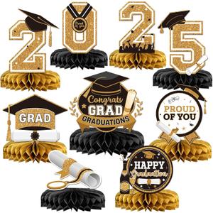 Graduation Decorations Class of 2025 Graduation Party Decorations Graduation Table Decorations Graduation Centerpieces 2025 for Graduation Decorations Graduation Party Supplies (Gold,Black)
