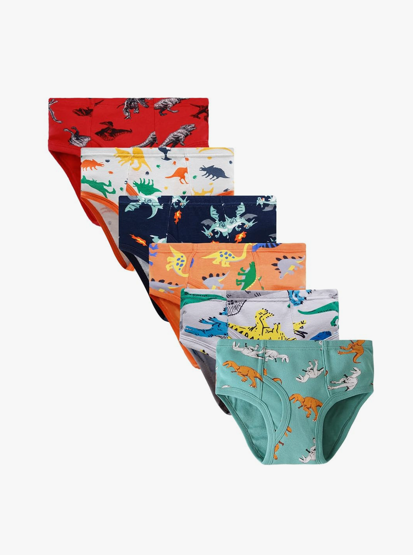 Boboking 100% Cotton Little Boys Briefs Soft Dinosaur Truck Toddler Underwear, 6/7Y