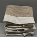 Storage Basket for Organizing, Woven Baskets for Storage, Rectangle Decorative Baskets for Shleves, Closet, Toys, Books, Nursery Organizer Bins - Pack of 3 (Brown & White, 13"x9.85"x8.7")