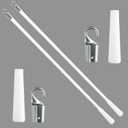 2-Pack 48 Inch White Fiberglass Vertical Blind Wand Replacement Durable Tilt Control Rod with Hook & Handle Replacement Parts for Vertical Blinds & Window Shades