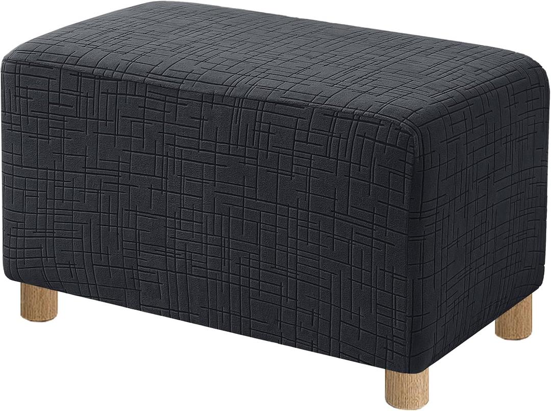 High Stretch Medium Ottoman Cover Square, Ottoman Cover Rectangular for Folding Storage Stool, Thick Ottoman Slipcovers Washable Removable, with Elastic Bottom (Medium, Charcoal Gray)