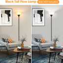 Coucrek Floor Lamp, LED Standing Lamps with White Plastic Shade, Black Modern Torchiere Floor Lamp, Tall Lamps for Living Room Dorm, Bulb not Included
