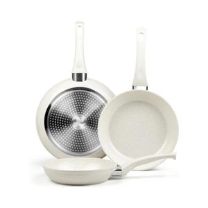 Innerwell Ceramic Frying Pan Set, Set of 3 Non Stick Frying Pans, White Ceramic Induction Cookware, Nonstick Skillet Omelette Egg Frying Pan Set, kitchen Cooking Pan Set, PFOA&PFAS Free