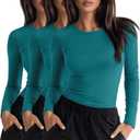 Neer 3 Pack Womens Underscrub Shirts Long Sleeve Crewneck Tops Fitted Layering Clothes Comfort Knit Tops for Nurse, Medium