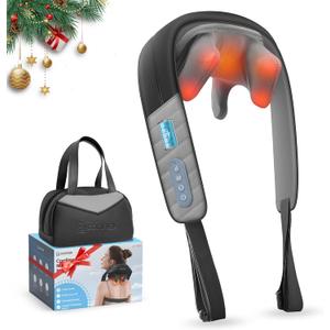 COMFIER 4D Neck Massager for Pain Relief Deep Tissue,Hands-Free Massager for Neck and Shoulder Pain, Wireless Back Massager with Storage Bag, Gift for Mom Dad Women Men (Charcoal)