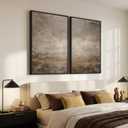 Large Framed Neutral Abstract Wall Art Set of 2 for Living Room, Minimalist Modern Brown Grey Canvas Artwork for Walls, Wabi Sabi Rustic Painting Print Wall Decor for Bedroom Home Office, 24x36 Inch, 24" W x 36" H x 2Pcs