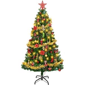 5ft Artificial Christmas Tree with 102 Pcs Christmas Tree Decorations Ornaments Set, Fake Christmas Tree Prelit with Lights (8 Modes) and Full Set of Christmas Tree Ornament