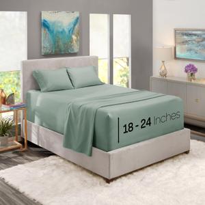 Nestl Queen Size Sheet Set, 4 Piece Extra Deep Pocket 21 inches, Microfiber, Cooling, Hotel Luxury, Soft, Breathable, Wrinkle-Free, Easy to Care, Sage Green New