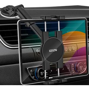 GDZN Dashboard Tablet Mount for Car, [Replaceable Suction Cup] Dash Tablet Holder Clip with Strong Sticky Gel Suction Cup for iPad Pro Mini Air, Galaxy Z Fold, Tabs, iPhone, Fire, 4-11" Device
