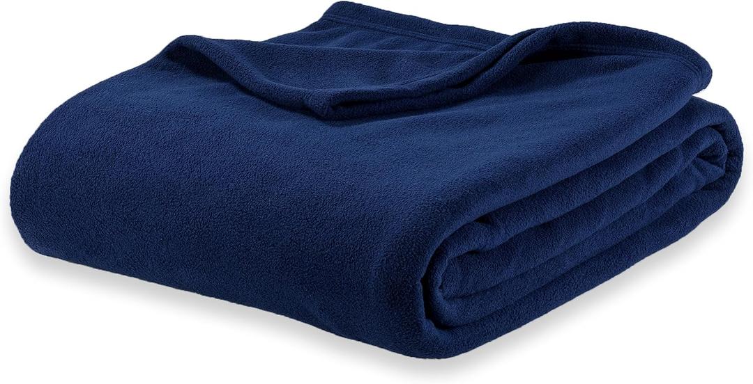 Berkshire Blanket Microfleece Twin Size Bed Blanket Navy,Lightweight Soft Breathable Plush Micro Fleece Blanket for Bed Couch Sofa,60x92 Inches