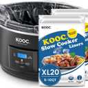 KOOC Slow Cooker Liners 14"x22" 20 Count Extra Large Size Disposable Pot Liners Cooking Bags Fit 6 qt to 10 qt Pot BPA Free Fresh Locking Seal Design