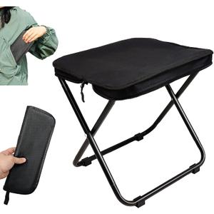 Collapsible Stool,Upgraded13 inch Portable Camping Chair,1.3 lbs Ultralight Folding Stool,Camping Stool with Carry Bag,300lb Portable stools for Adults,Ideal for Camping Hiking Fishing(Black)