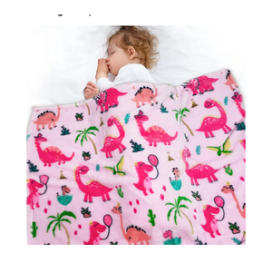 Lukeight Pink Dinosaur Toddler Blanket for Girls and Boys, Plush and Thick Girls Blanket Birthday Gifts for Toddler and Baby (Dinosaur, 30x40 Inches