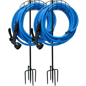 2-Pack Garden Hose Holder Freestanding with Upgrade 5 Prongs Base Rustproof Garden Hose Hose Hanger Storage for Outside, Yard, Lawn, Farm