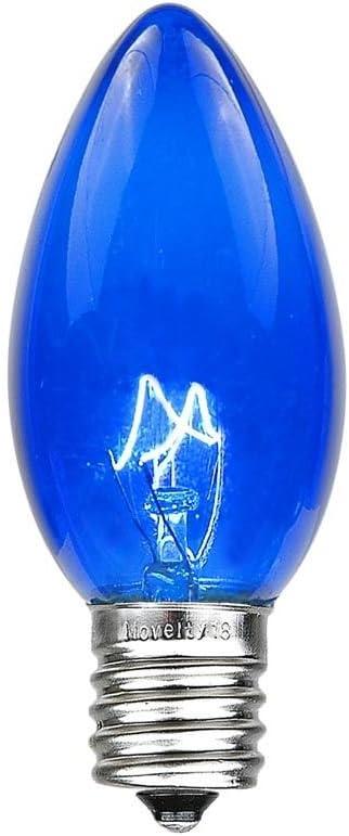 Novelty Lights Incandescent Christmas Replacement Bulbs - Indoor/Outdoor Individual Bulbs for Christmas Tree, Display, & More - C9/E17 Intermediate Base, 7 Watt Lights (Blue, 25 Pack)