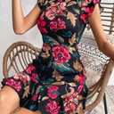 LIGHT DOT Women's Summer Dress Short Ruffle Sleeve Floral Dress A Line Casual Mini Dress