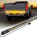 OPT7 Redline Parlux 60" Aluminum Truck Tailgate Light Bar w/Sequential Amber Turn - Rigid 2-Section Triple Row LED Strip, Dynamic Taillight w/Ignition Sequence, Triple-Flash White Reverse, Red Running