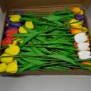 Jutom 96 Pieces Multicolor Artificial Tulips Flowers Faux PU Fake Tulip for Easter Spring Wreath Arrangement for Spring Wedding Easter Decor, 13.8''(Multicolor,96 Pcs)