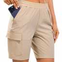 AFITNE Women's Hiking Cargo Shorts Quick Dry Lightweight Summer Athletic Running Shorts with Pockets for Golf Outdoor UPF 70+ 7" Khaki, S (S)