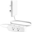 Flat Outlet Extender with Cover, Flat Plug Power Strip with 6 AC Outlets, 2000 Joules Surge Protector, 3FT Flat Extension Cord, Home Office Travel Dorm Room Essentials