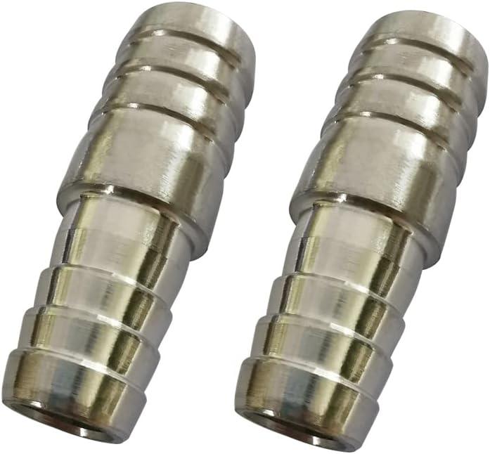 Stainless Steel Hose Barb Fitting Reducing Union 1" Barbed x 5/8" Barbed Reducer Splicer Mender Adapter Coupler, 2" Length (Pack of 2)