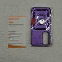 Janmitta Compatible with Samsung Galaxy S25 Plus/S24 Plus Case Built in Slide Camera Lens Cover+Screen Protector+Finger Ring Holder Kickstand,Heavy Duty Shockproof Full Body Phone Cover,Purple