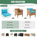 Outdoor Chair Cushions for Patio Furniture with Waterproof Detachable Cover, Deep Seat Couch Cushion Replacement and Backrest Pillow Set for Sectional Sofa, 25.6 x 25.6 Inch, Teal