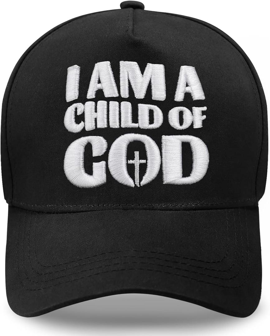 Christian Hats for Men Women Adjustable Size Baseball Cap Christian Easter Gifts Black (Black)