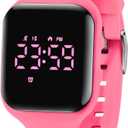 Kids Watches for Girls Boys Digital Sport Watch with Step Counter Pedometer Vibration Alarm Clock, No App Waterproof Fitness Tracker Kids Watch Boys Girls Teens Students Ages 5-16 (WatermelonRed)